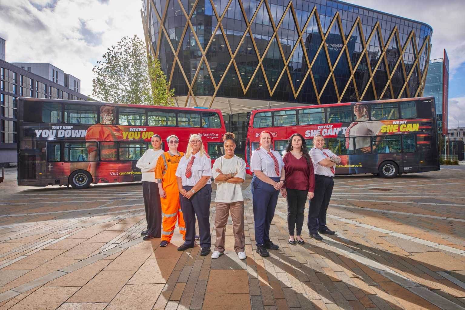 Go North East women featured in the campaign with Newcastle United footballer Demi Stokes