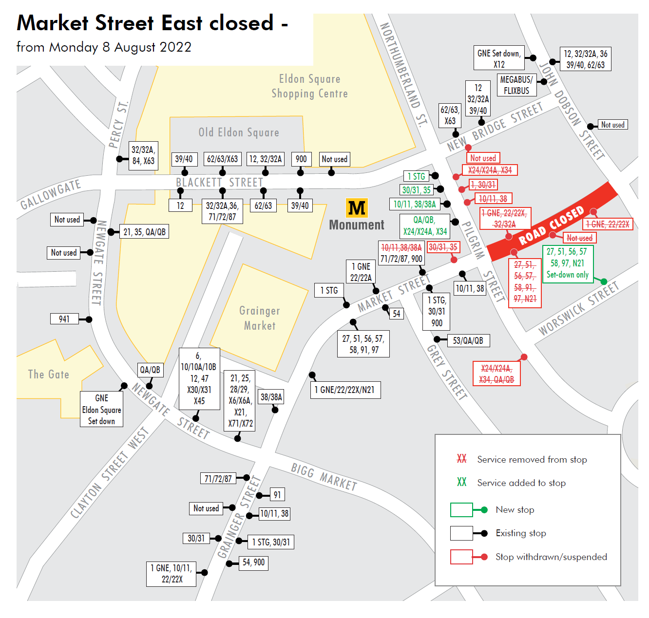 Market Street East closure map