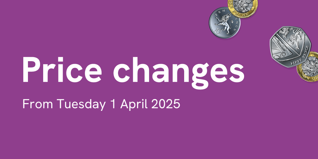Price changes from 1 April