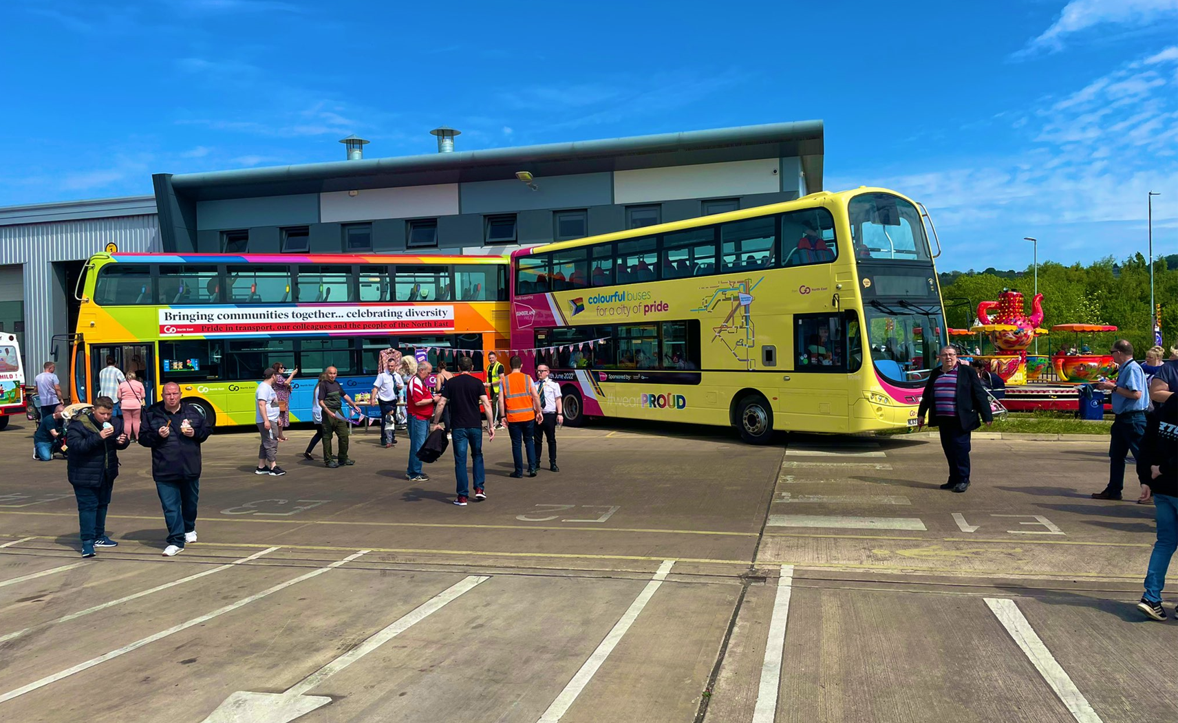 Rainbow and Sunderland Pride buses