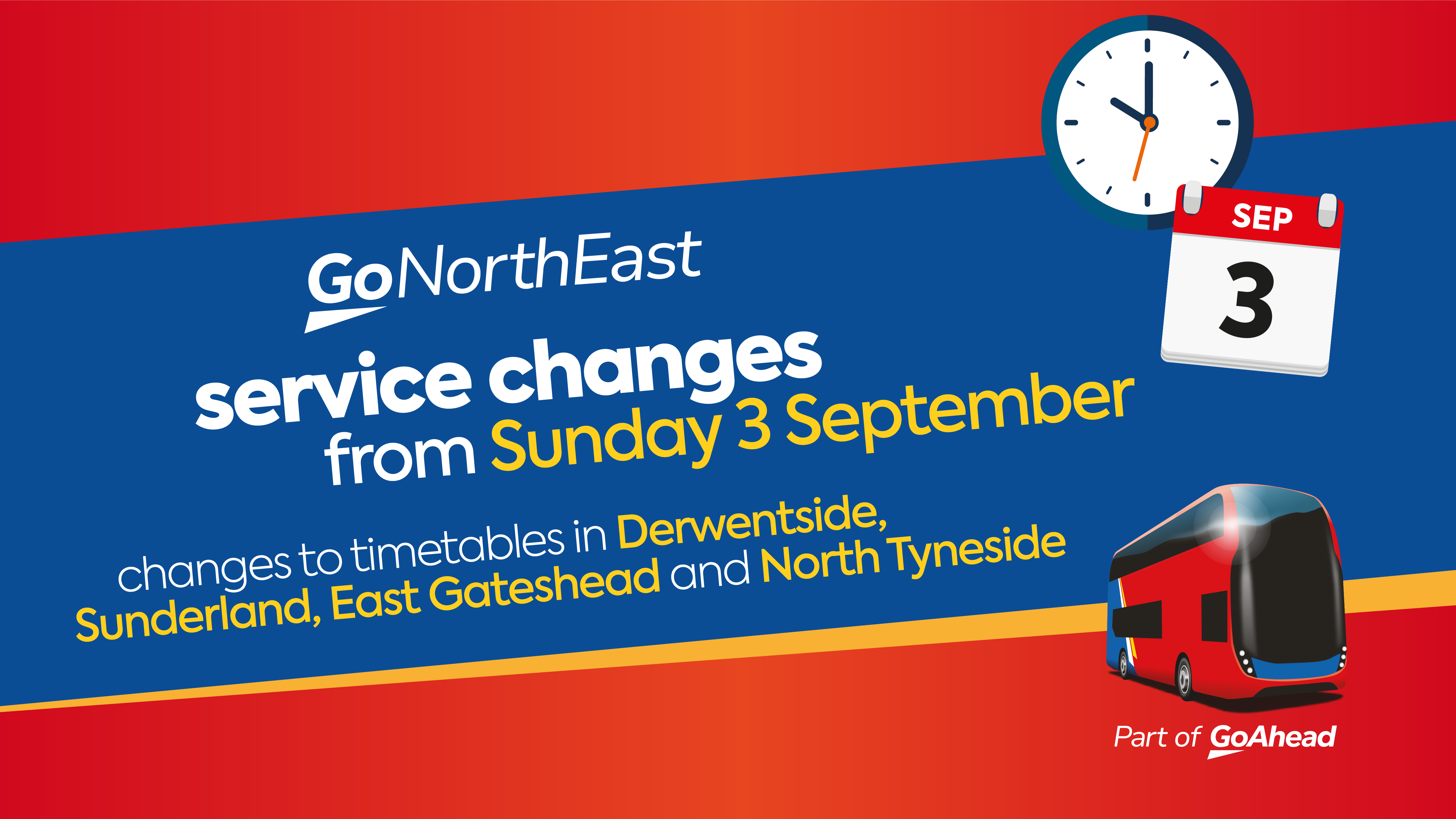 Summary of changes to services from Sunday 3 September