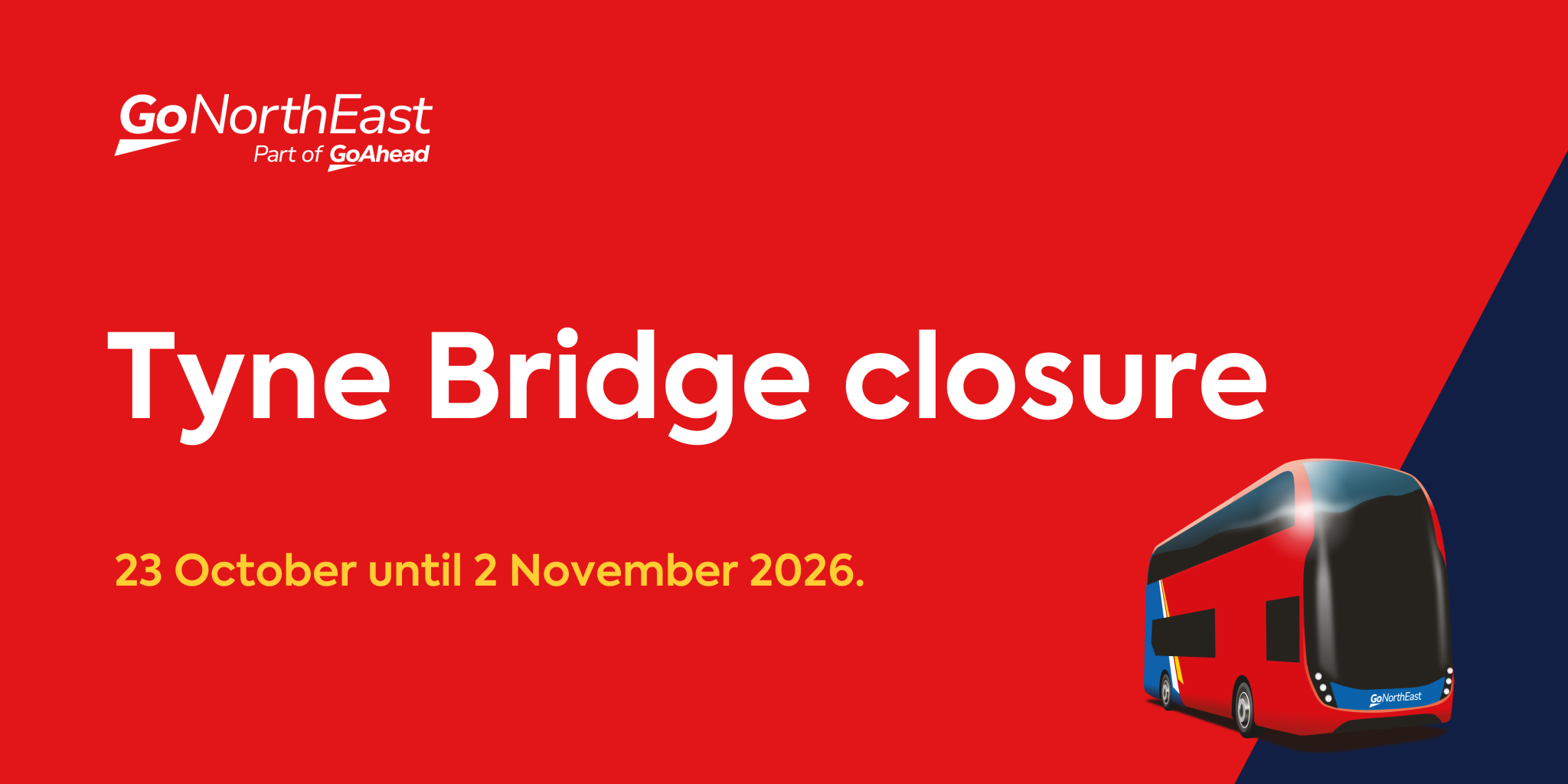 Tyne bridge closure october 2026