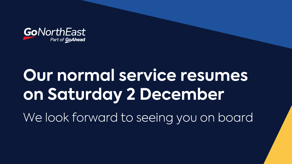 Service resumes from Saturday 2 December